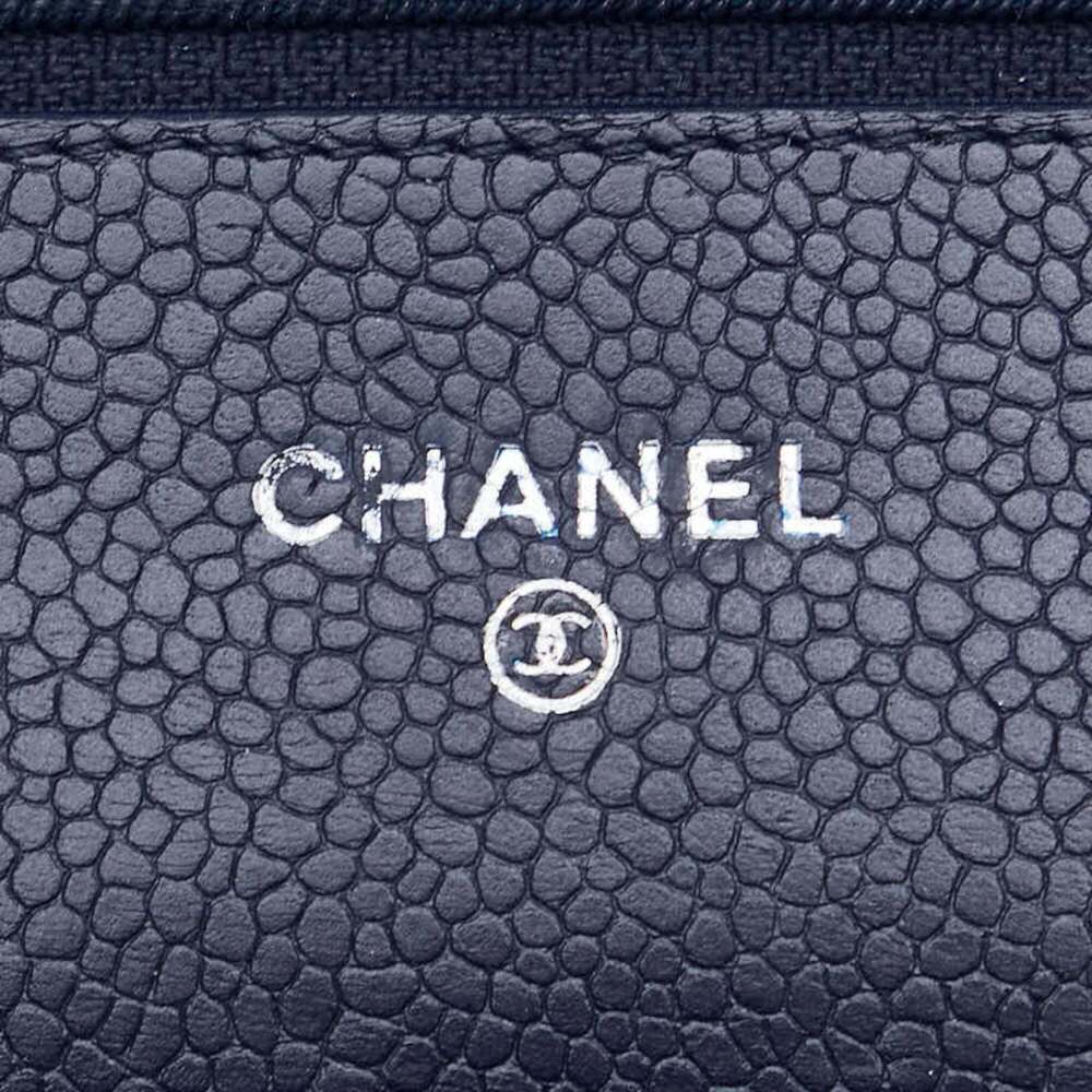 CHANEL Authentic Blue Caviar Leather Logo Wallet - Picture 5 of 9